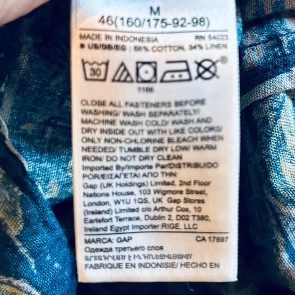Gap Mockneck Drapey Utility Jacket Cotton Linen Blend, Aloha Tropical Print, Med - Picture 7 of 11